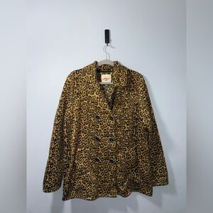Free spirit cheetah print double breasted fleece lined jacket size XL GUC